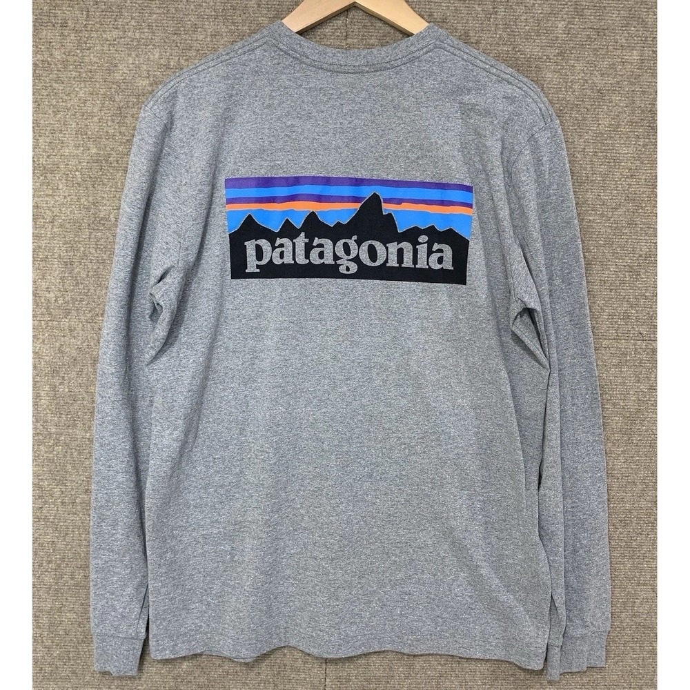 Patagonia Men's M P-6 Logo Responsibili-Tee Gray Long Sleeve Shirt Gorpcore